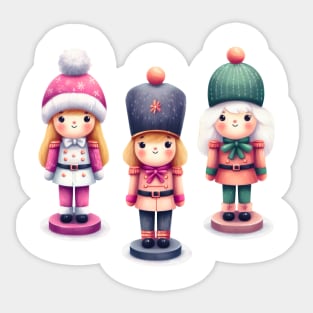 Pastel Christmas Nutcracker Dolls Girly Nutcrackers Sticker